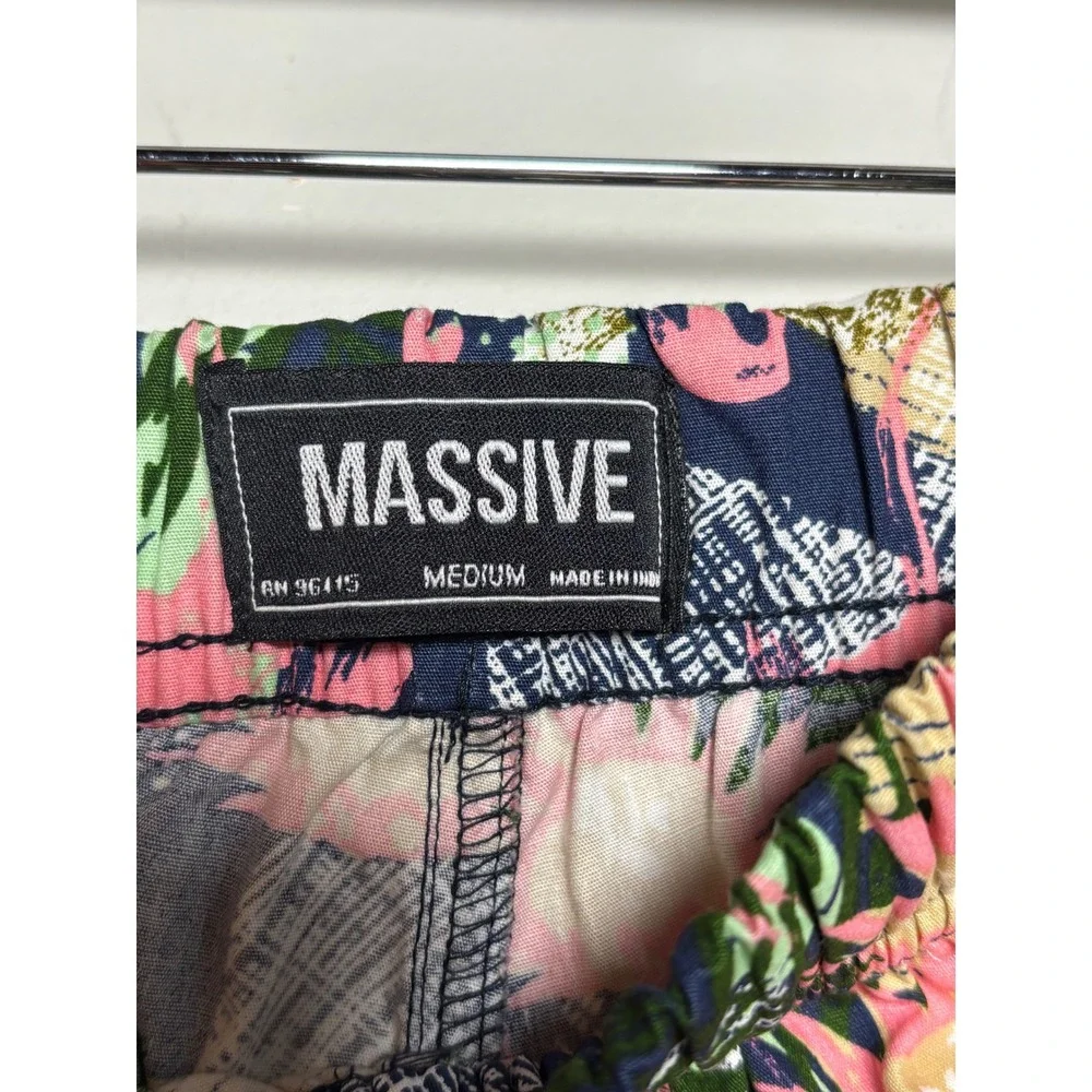 Massive Flamingo Print Cotton Shorts Men's M Tropical Vacation Beach